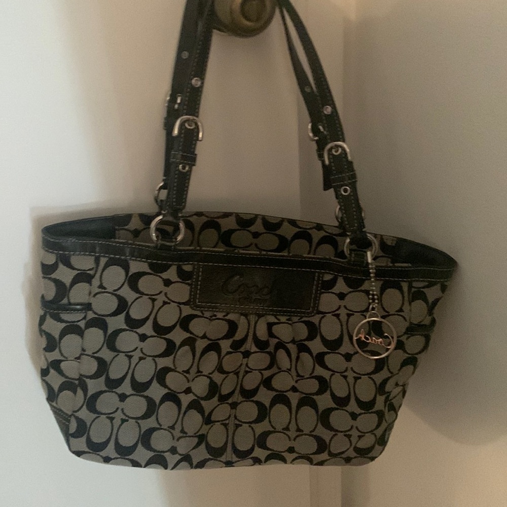 Black and grey coach shoulder bag